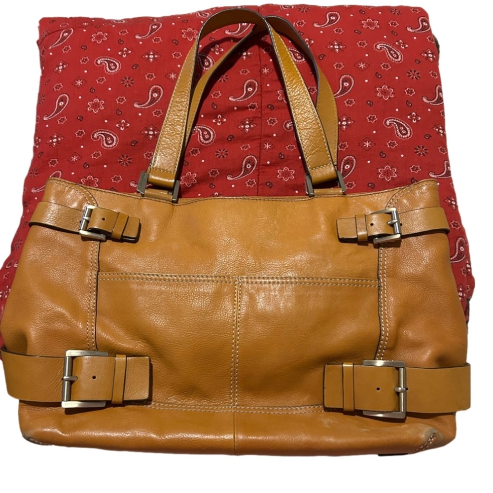 Michael Kors VintageCarmel Leather Buckle Belted Tote Satchel
Handbag